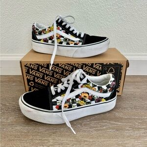 Vans Old Skool Platform Skate Shoe Unisex Floral / Black / White